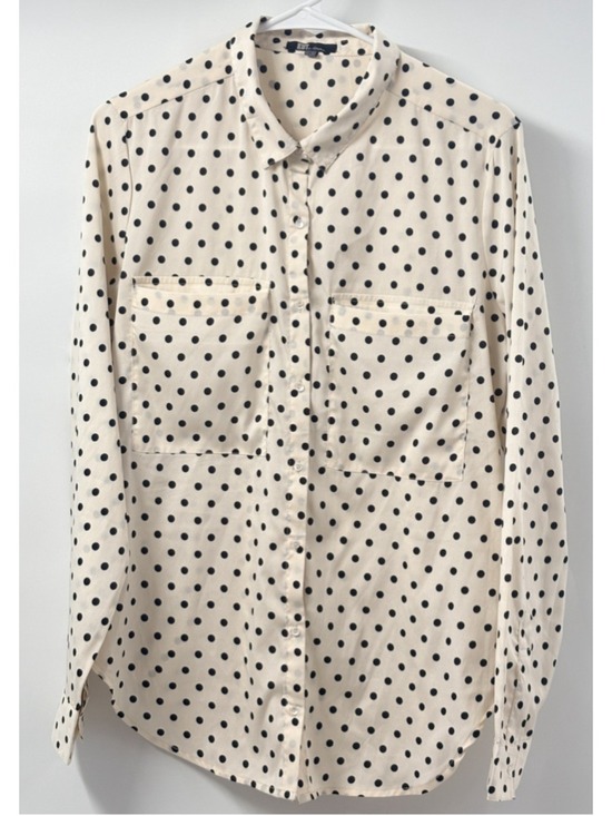Kut from the Kloth Tops - Kut from the Kloth Cream with Black polka dot collared button up long sleeve M